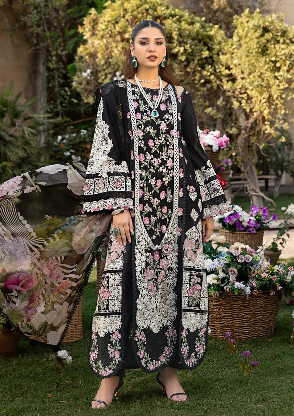 EF Dhannak 3pc Unstitched EMB Suit