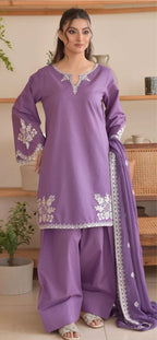 RS Dhannak 3pc Unstitched EMB Suit