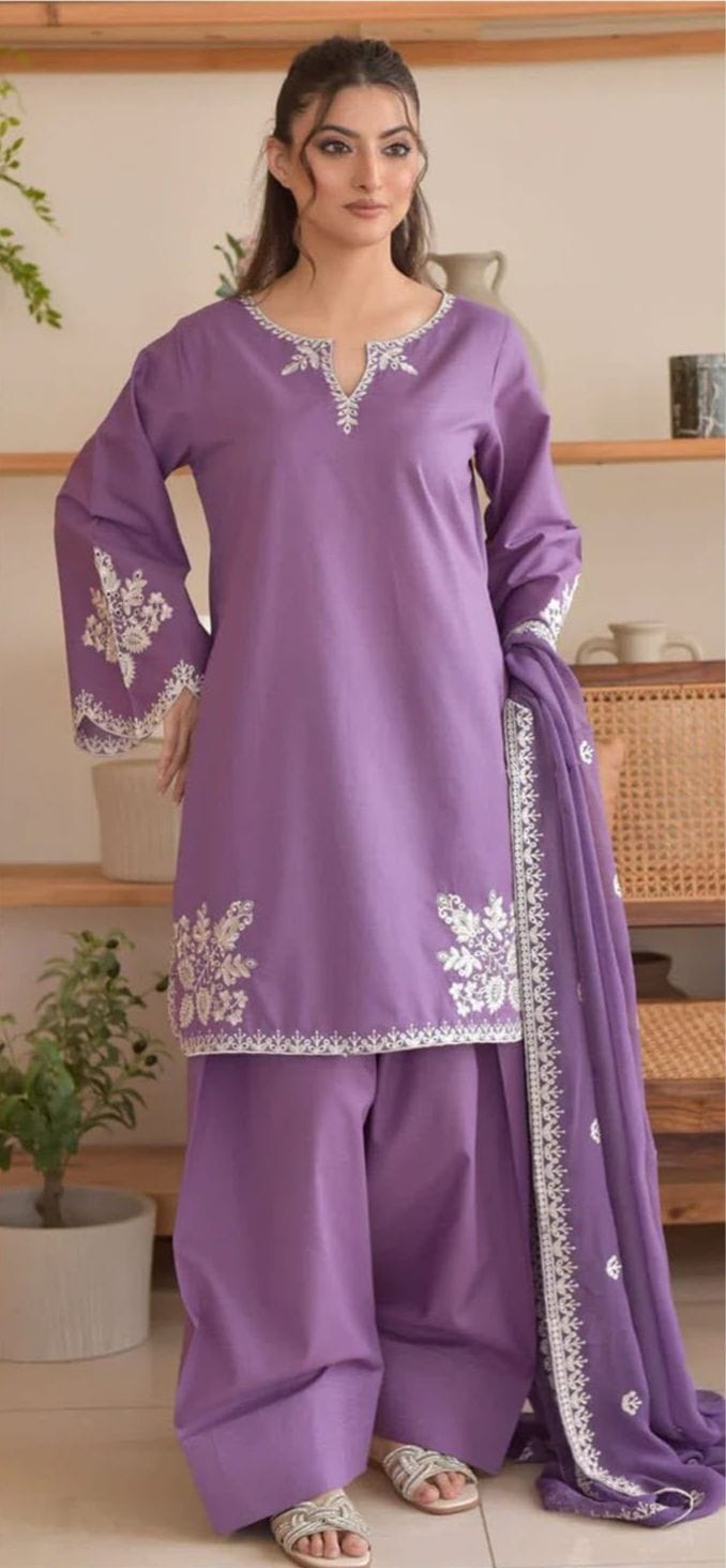 RS Dhannak 3pc Unstitched EMB Suit