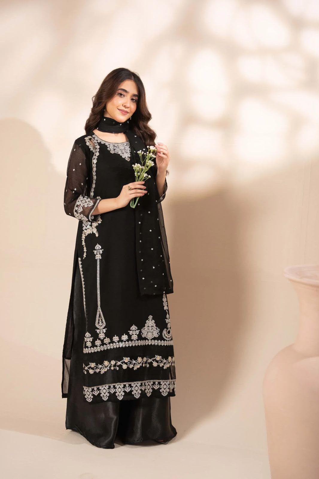 Agha Noor Article Chiffon Embroidered 3piece