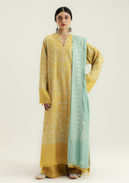 ZARA COCO Peach Dhannak 3piece Unstitched