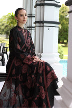 BAREEZE 3piece Black Dhannak Embroidered Unstitched