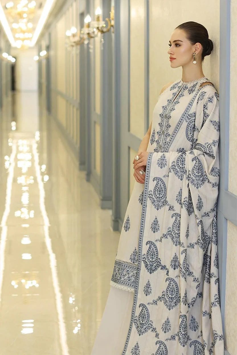 BAREEZE 3piece Dhannak Embroidered Unstitched
