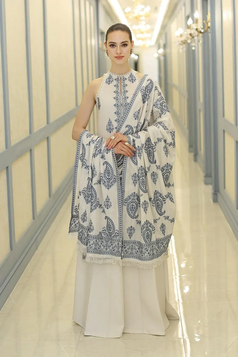 BAREEZE 3piece Dhannak Embroidered Unstitched