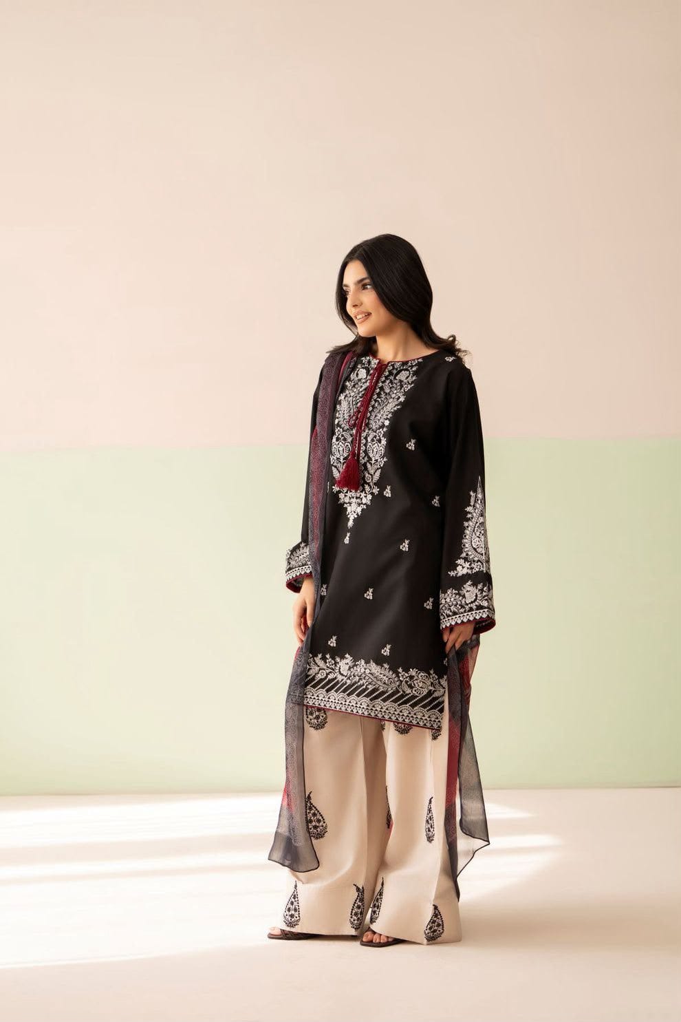 BAROQUE Dhannak 3Pc Unstitched Fully Embroidered